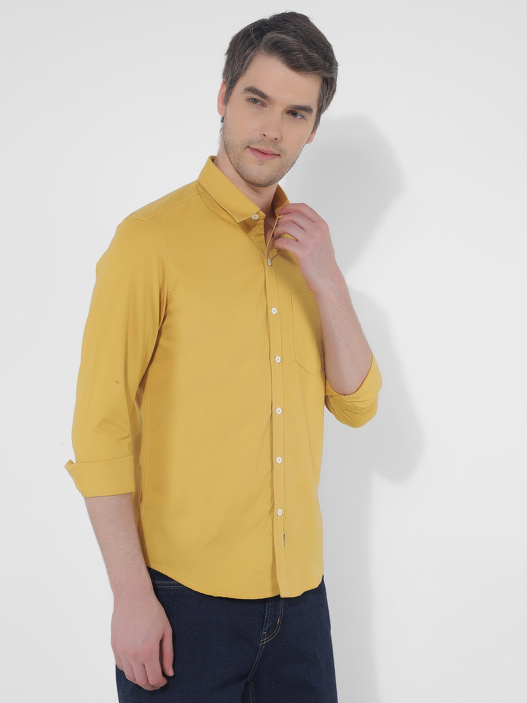 Numero Uno Men Solid Yellow Shirt